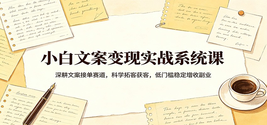小白文案变现实战系统课：深耕文案接单赛道，科学拓客获客，低门槛稳定增收副业-智云网