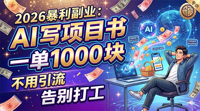 2026暴利副业：AI 写项目书，一单 1000 块，不用引流，告别打工-智云网