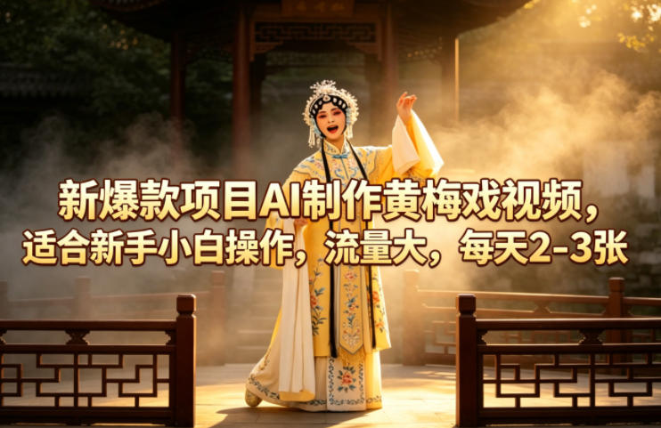 新爆款项目AI制作黄梅戏视频，适合新手小白操作，流量大，每天2-3张-智云网
