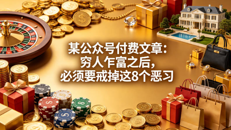 某公众号付费文章：穷人乍富之后，必须要戒掉这8个恶习-智云网