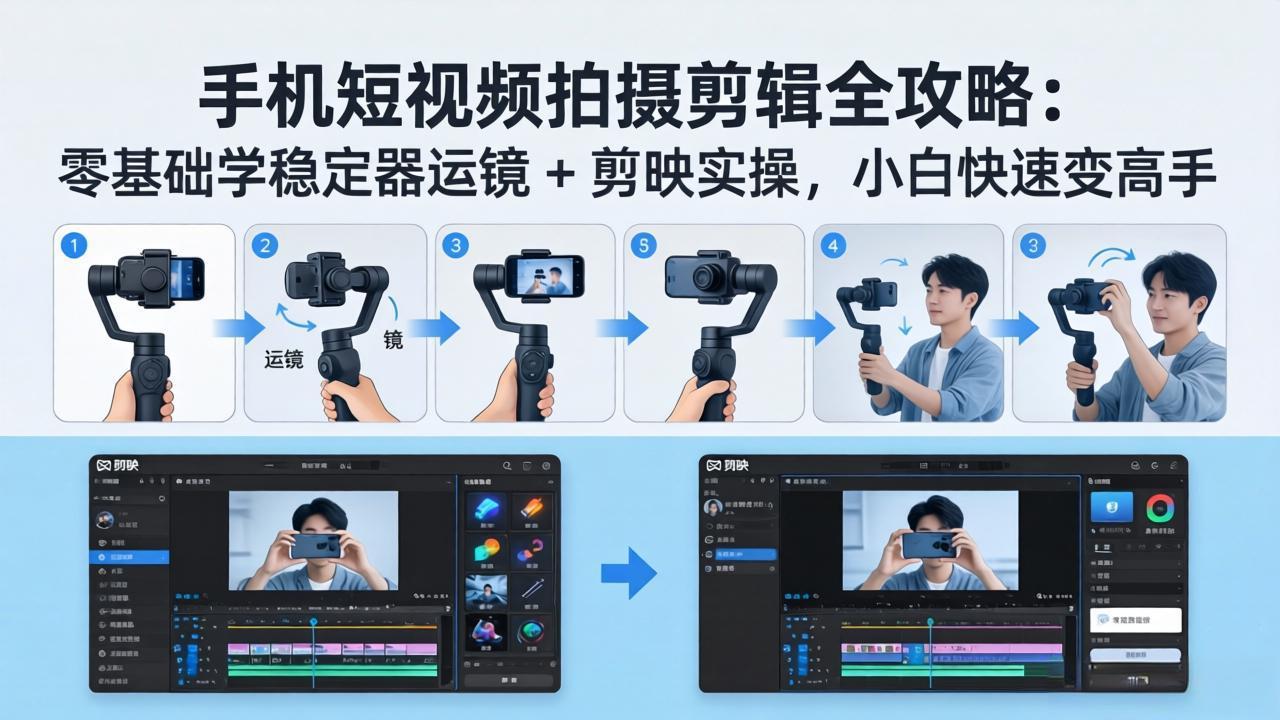 手机短视频拍摄剪辑全攻略：零基础学稳定器运镜 + 剪映实操，小白快速变高手-智云网