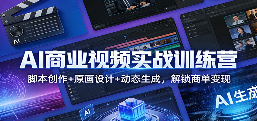 AI商业视频实战训练营：脚本创作+原画设计+动态生成，解锁商单变现-智云网