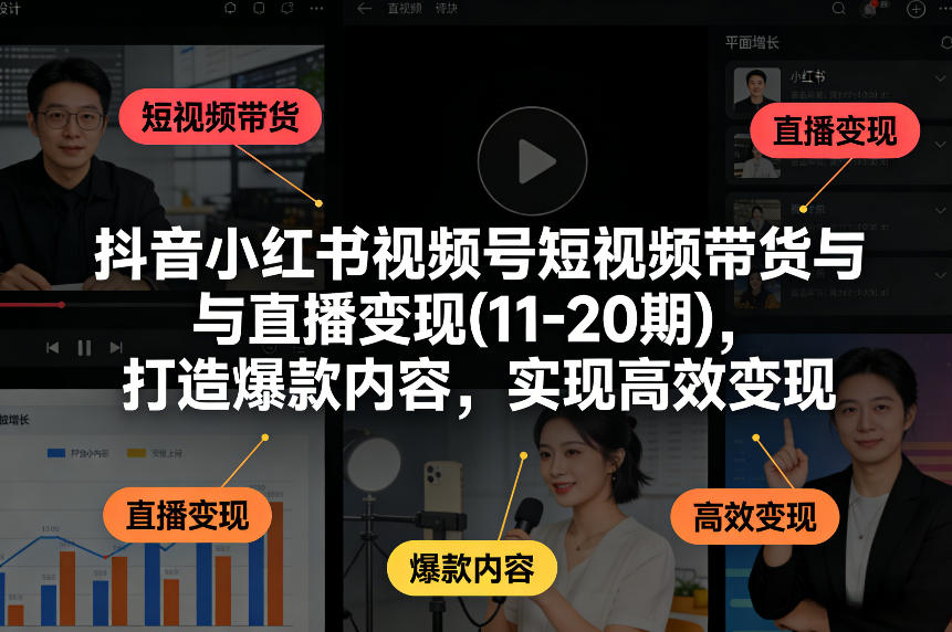 抖音小红书视频号短视频带货与直播变现(10-21期)，打造爆款内容，实现高效变现（更新05月）-智云网