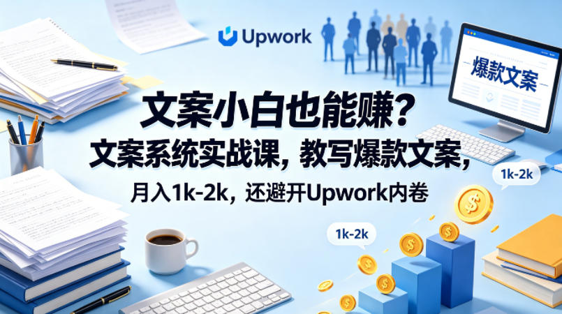 文案小白也能賺？文案系统实战课，教写爆款文案，月入1k-2k，还避开Upwork内卷【原创双语字幕】-智云网