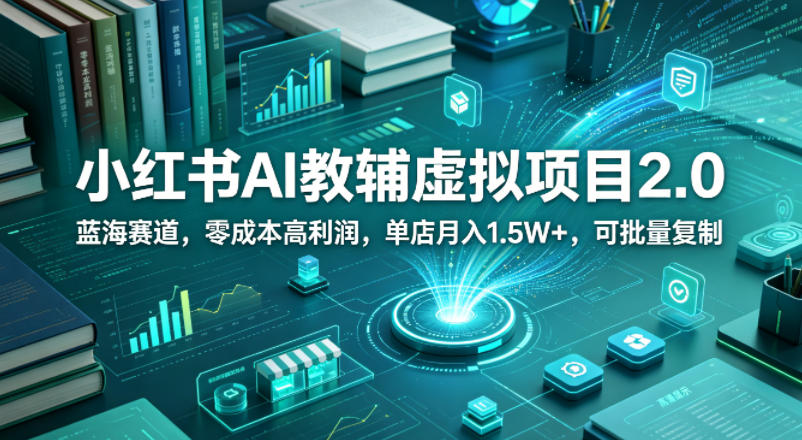 小红书AI教辅虚拟项目2.0，蓝海赛道，零成本高利润，单店月入1.5W+，可批量复制-智云网