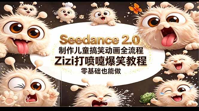 （18211期）Seedance 2.0 制作儿童搞笑动画全流程Zizi打喷嚏爆笑教程｜零基础也能做-智云网