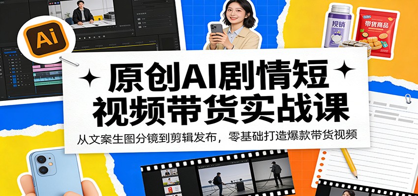 原创AI剧情短视频带货实战课：从文案生图分镜到剪辑发布，零基础打造爆款带货视频-智云网
