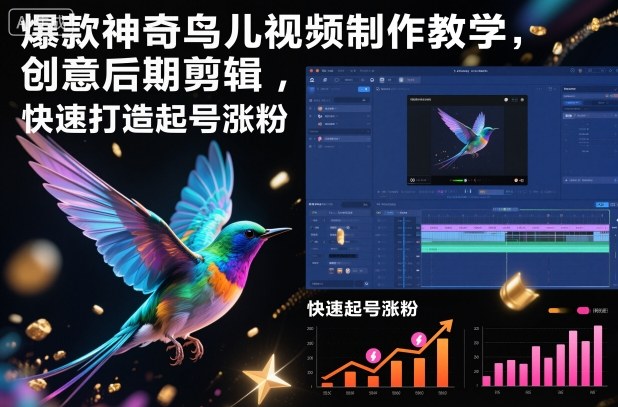 爆款神奇鸟儿视频制作教学，创意后期剪辑，快速打造起号涨粉-智云网