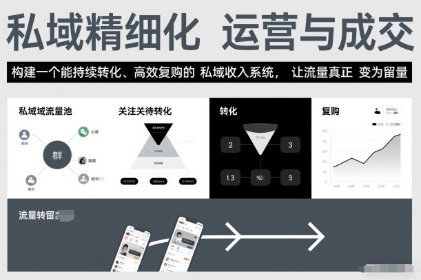 私域精细化运营与成交，构建一个能持续转化、高效复购的私域收入系统，让流量真正变为留量-智云网