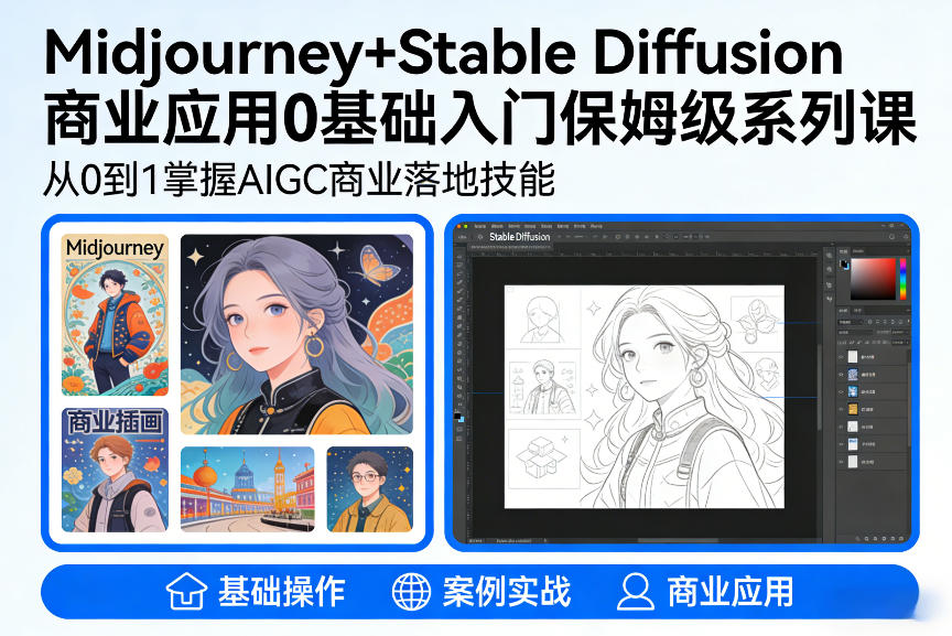 AIGC商业应用Midjourney+Stable Diffusion教程，0基础入门保姆级系列课-智云网