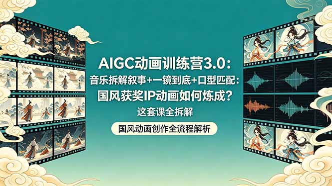 AIGC动画训练营3.0：音乐拆解叙事+一镜到底+口型匹配：国风获奖IP动画如何炼成？这套课全拆解-智云网
