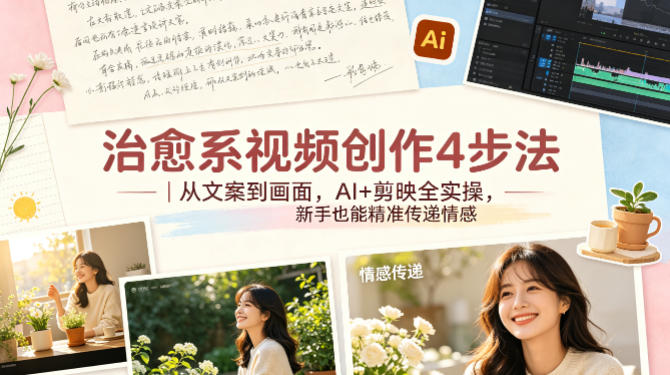 治愈系视频创作4步法｜从文案到画面，AI+剪映全实操，新手也能精准传递情感-智云网