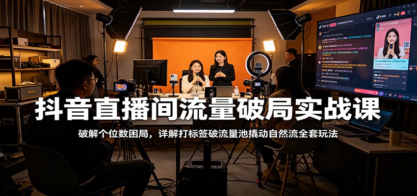 抖音直播间流量破局实战课：破解个位数困局，详解打标签破流量池撬动自然流全套玩法-智云网