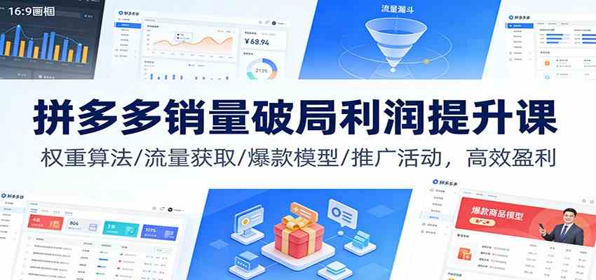 拼多多销量破局利润提升课：权重算法/流量获取/爆款模型/推广活动，高效盈利-智云网