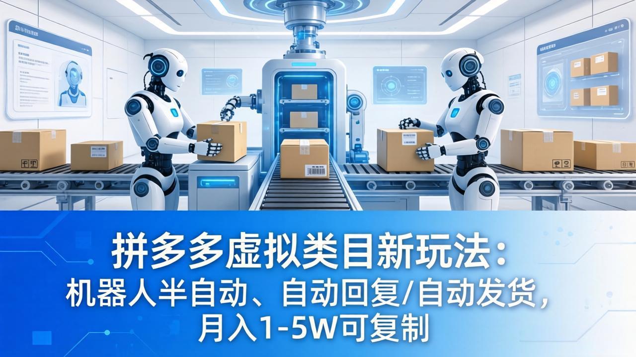 拼多多虚拟类目新玩法：机器人半自动、自动回复 /自动发货，月入 1-5W 可复制-智云网