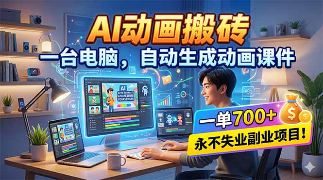 AI动画搬砖，一台电脑，自动生成动画课件，一单800+ 永不失业副业项目！-智云网