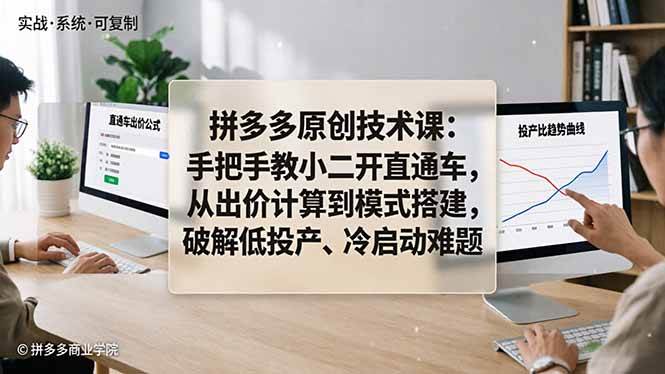 （18159期）拼多多原创技术课：手把手教小二开直通车，从出价计算到模式搭建，破解低投产、冷启动难题-智云网
