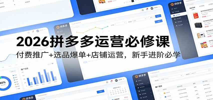 2026拼多多运营必修课：付费推广+选品爆单+店铺运营，新手进阶必学-智云网