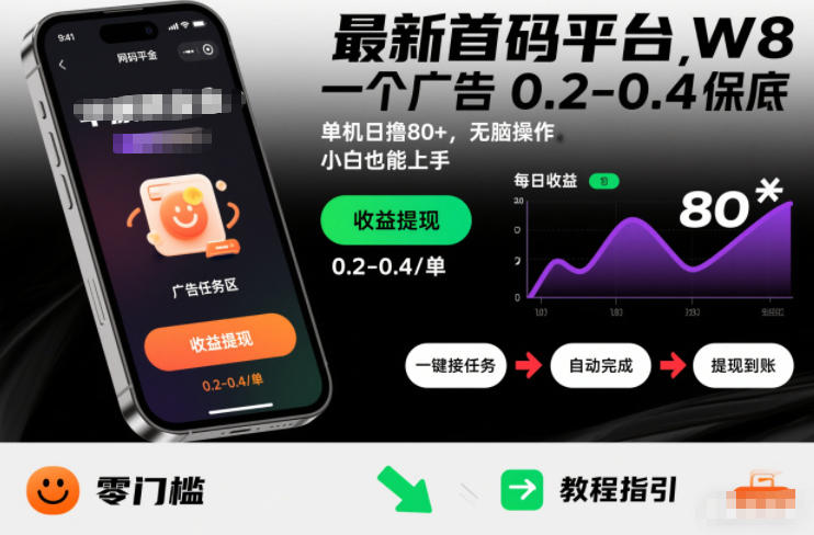 最新首码平台，一个广告 0.2-0.4 保底，单机日撸80+，可矩阵无脑操作，小白也能上手【揭秘】-智云网