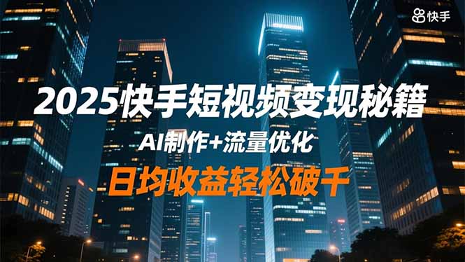 2025快手短视频变现秘籍，AI制作+流量优化，日均收益轻松破千-智云网