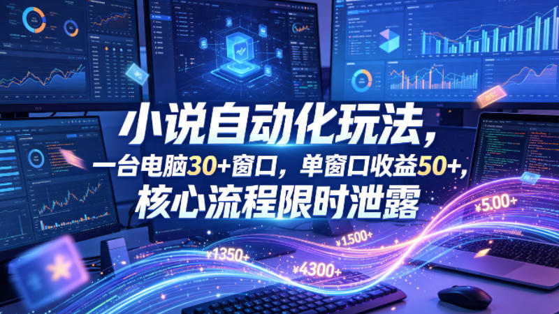 小说挂G自动化玩法，一台电脑30+窗口，单窗口收益50+，核心流程限时泄露【揭秘】-智云网