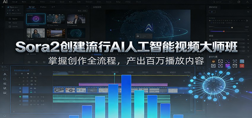 Sora2创建流行AI人工智能视频大师班，掌握创作全流程，产出百万播放内容