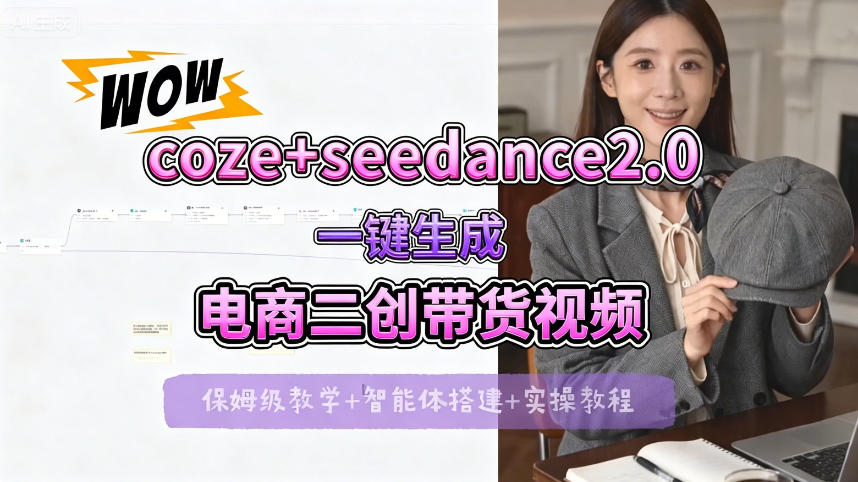 【Coze工作流搭建实操教程】seedance2.0+coze一键生成电商二创带货视频，全流程保姆级教学-智云网