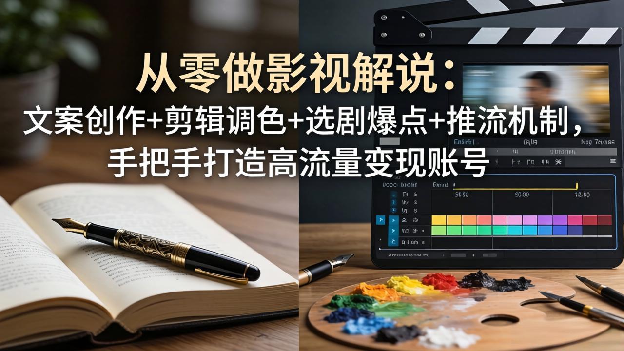 从零做影视解说：文案创作+剪辑调色+选剧爆点+推流机制，手把手打造高流量变现账号-智云网