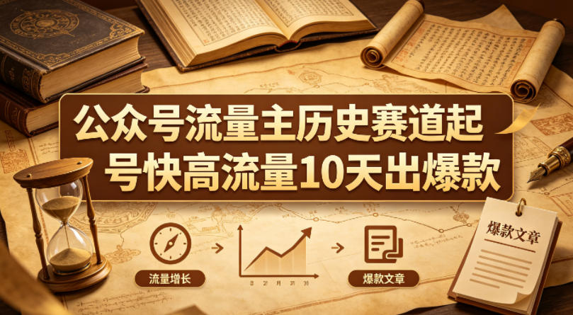 公众号流量主之历史赛道，起号快+高流量，10天就能出爆款！-智云网
