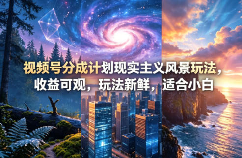 视频号分成计划现实主义风景玩法，收益可观，玩法新鲜，适合小白-智云网