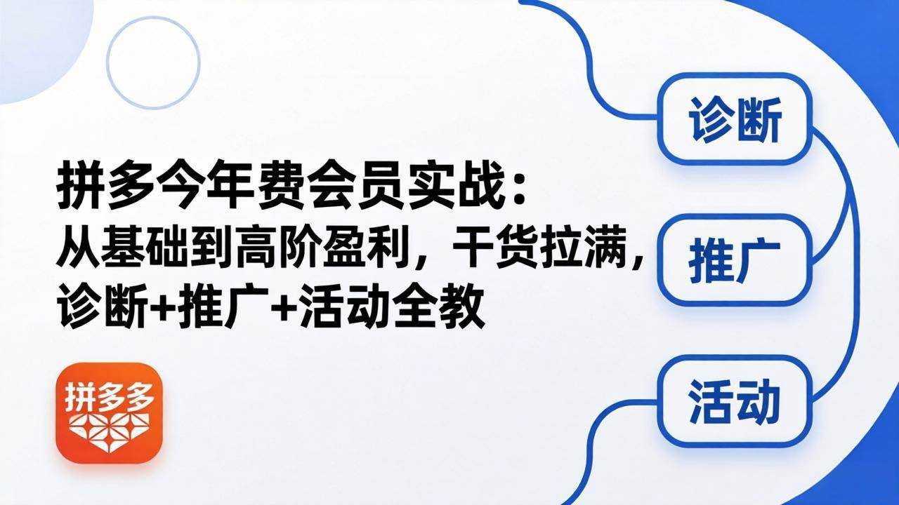 （18246期）拼多多年费会员实战(更新26年4月28)：从基础到高阶盈利，干货拉满，诊断+推广+活动全教-智云网