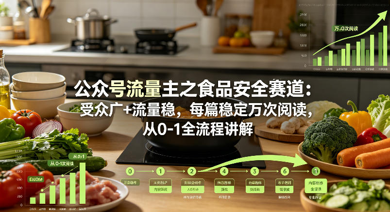 公众号流量主之食品安全赛道，受众广+流量稳，每篇作品稳定万次阅读，从0-1全流程讲解-智云网