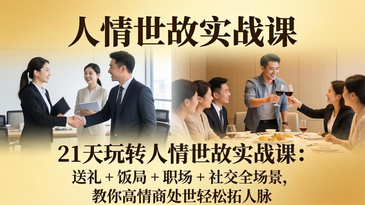 21 天玩转人情世故实战课：送礼 + 饭局 + 职场 + 社交全场景，教你高情商处世轻松拓人脉-智云网
