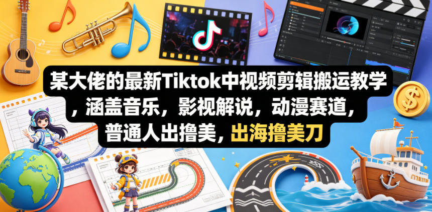 某大佬的最新Tiktok中视频剪辑搬运教学，涵盖音乐，影视解说，动漫赛道，普通人出海撸美刀-智云网