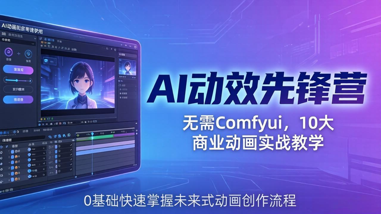 AI 动效先锋营：无需Comfyui，10大商业动画实战教学，0基础快速掌握未来式动画创作流程-智云网