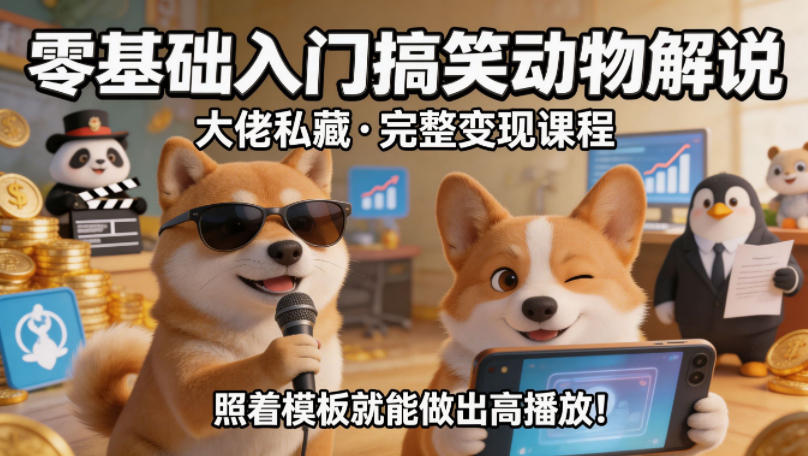 零基础入门搞笑动物解说，大佬私藏完整变现课程，照着模板就能做出高播放-智云网