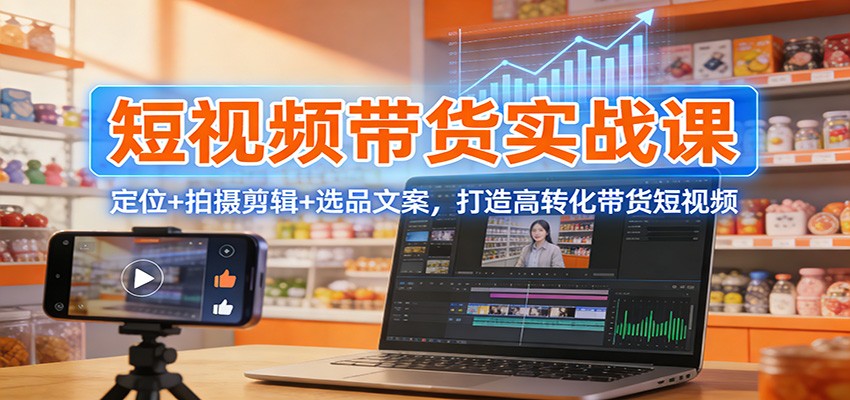 短视频带货实战课：定位+拍摄剪辑+选品文案，打造高转化带货短视频-智云网