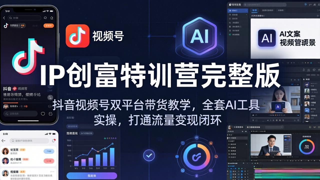 IP创富特训营完整版：抖音视频号双平台带货教学，全套AI工具实操，打通流量变现闭环-智云网