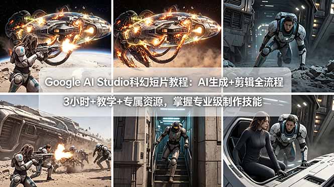 Google AI Studio科幻短片教程：AI生成+剪辑全流程，3小时+教学+专属资源，掌握专业级制作技能-智云网