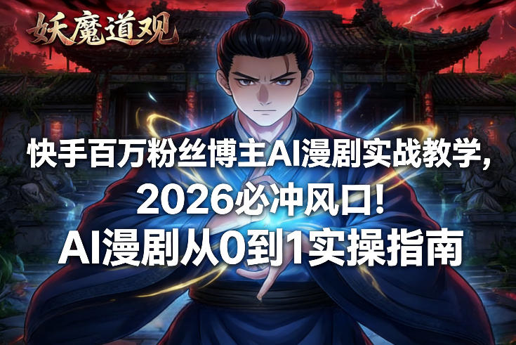快手百万粉丝博主AI漫剧实战教学，2026必冲风口！AI漫剧从0到1实操指南-智云网