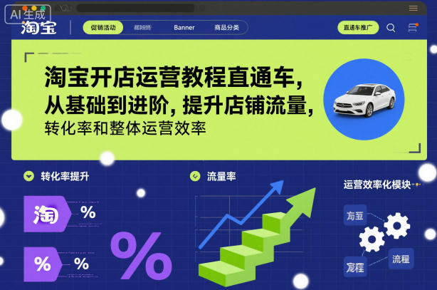 淘宝开店运营教程直通车，从基础到进阶，提升店铺流量，转化率和整体运营效率（更新26年3月24日）-智云网