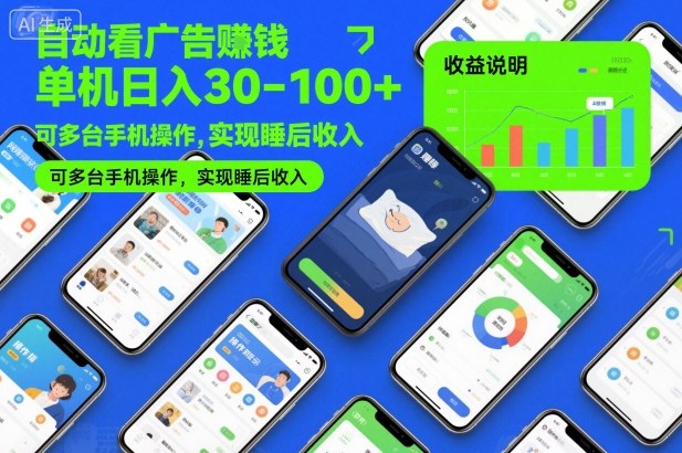 自动看广告賺钱，单机日入30-100+，可多台手机操作，实现睡后收入【揭秘】-智云网