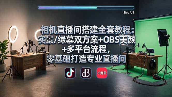 相机直播间搭建全套教程：实景/绿幕双方案+OBS美颜+多平台流程，零基础打造专业直播间-智云网