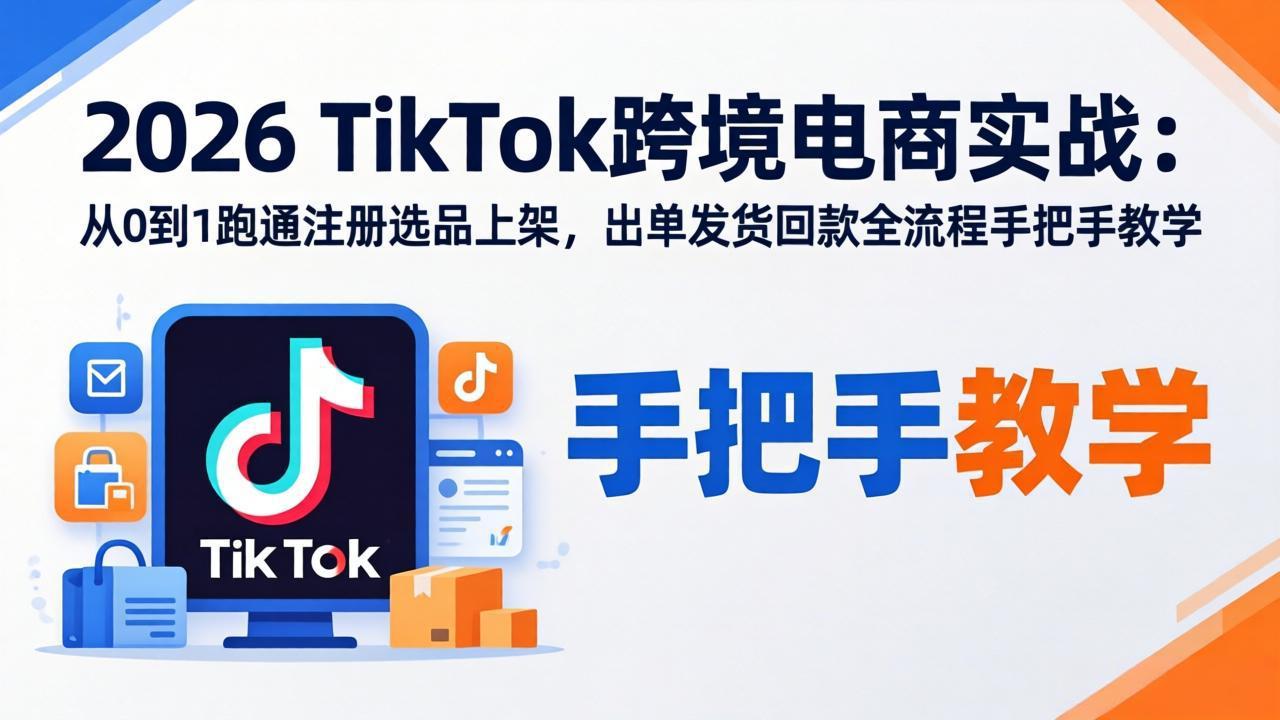 2026TikTok跨境电商实战-更新：从0到1跑通注册选品上架，出单发货回款全流程手把手教学-智云网