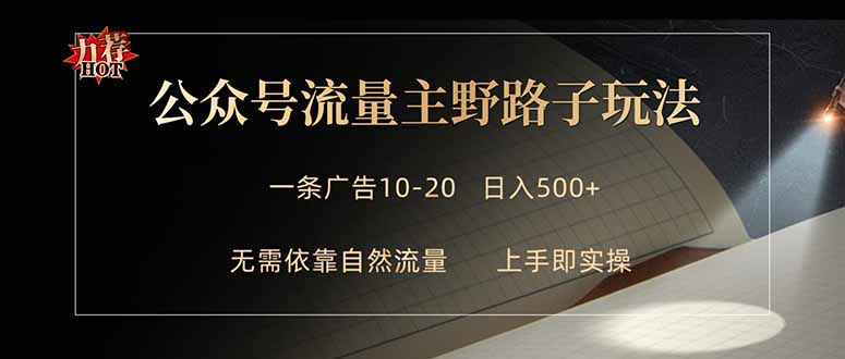 公众号流量主野路子玩法 单条广告10-20元 日入500+-智云网
