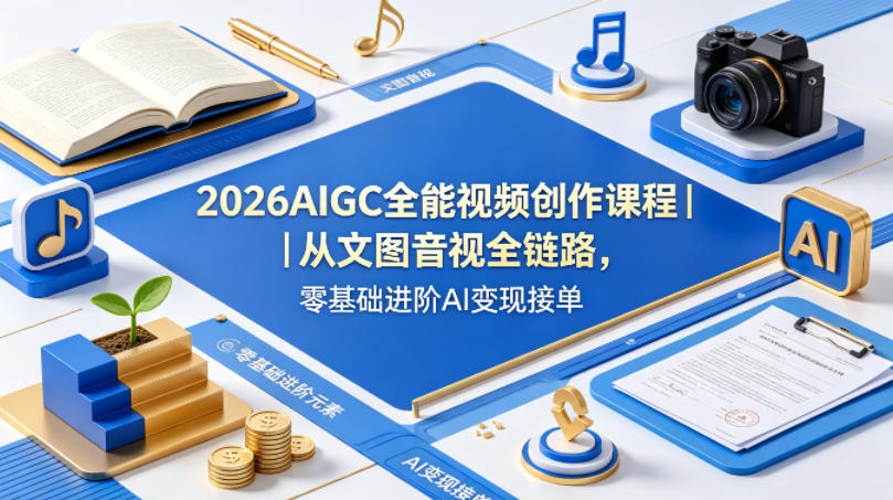 2026AIGC全能视频创作课程｜从文图音视全链路，零基础进阶AI变现接单-智云网