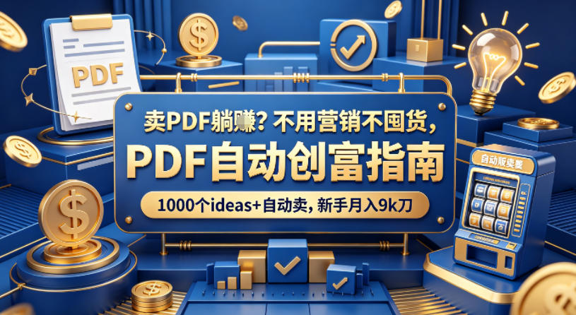 卖PDF躺賺？不用营销不囤货，PDF自动创富指南，1000个ideas+自动卖，新手月入9k刀【原创双语字幕】-智云网