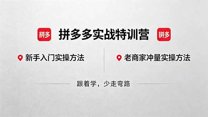 （18309期）拼多多实战特训营(更新5月3)：不管是新手入门或老商家冲量，都有实操方法，跟着学，少走弯路-智云网