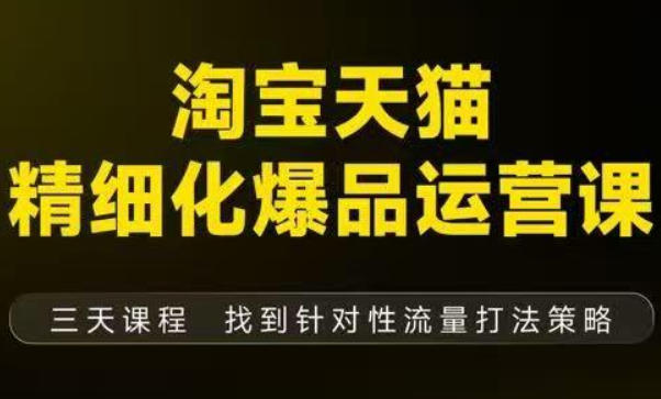 淘宝天猫精细化爆品运营（9月12-14杭州线下课），全方位拆解爆品打造逻辑【音频+字幕+文档】-智云网