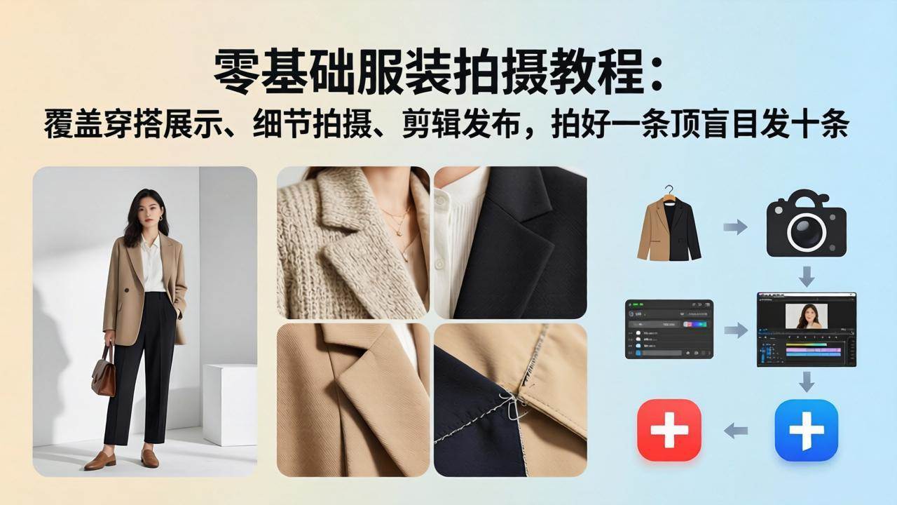 （17829期）零基础服装拍摄教程：覆盖穿搭展示、细节拍摄、剪辑发布，拍好一条顶盲目发十条-智云网